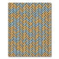Tan Blue Herringbone Woven Rug