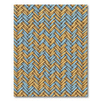 Tan Blue Herringbone Woven Rug