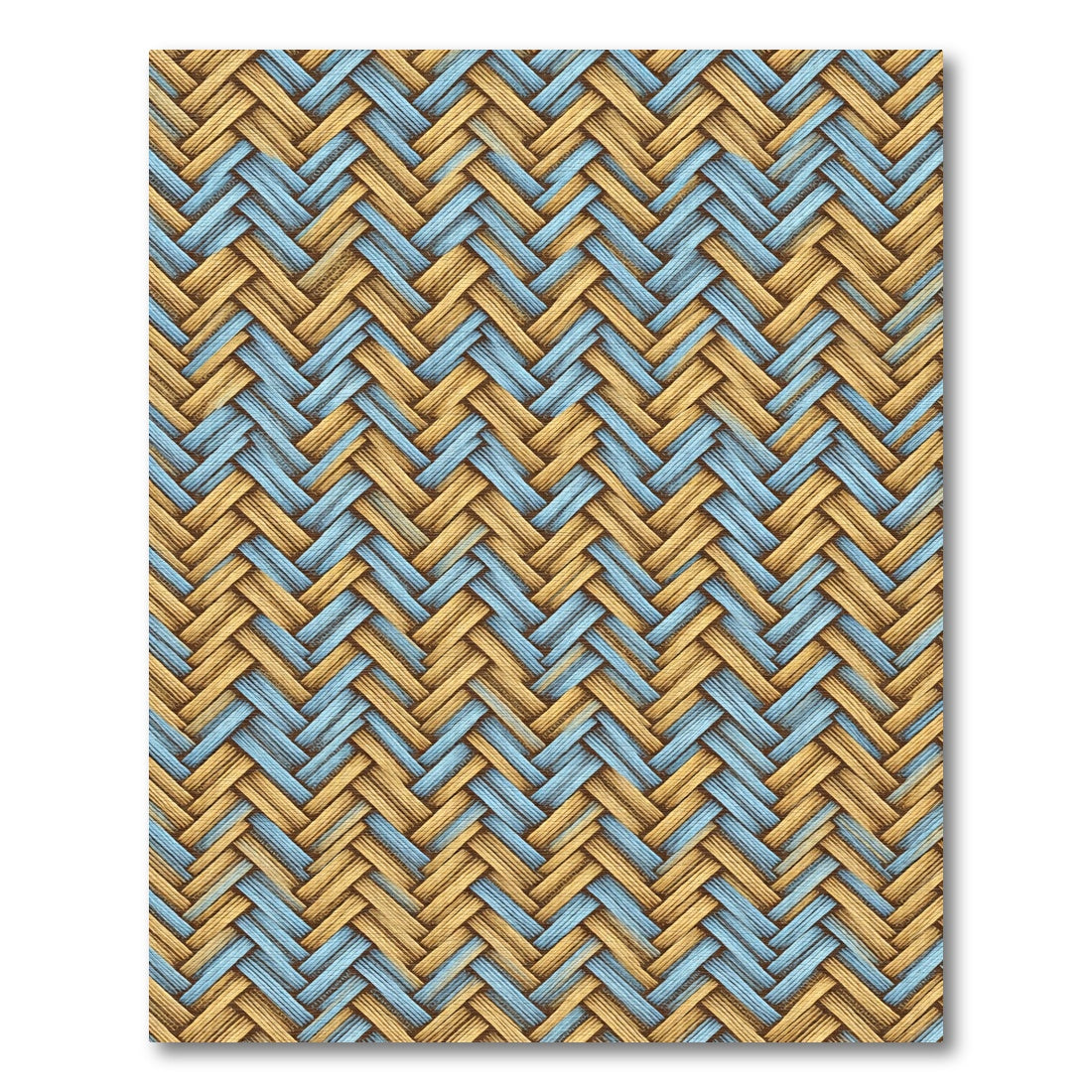 Tan Blue Herringbone Woven Rug