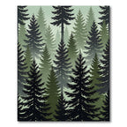 Matte Foggy Evergreen Forest Panorama Rug