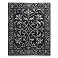 Elegant Silver Floral Scrollwork Monochromatic Rug