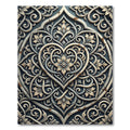 Elegant Cream Scrollwork Heart Medallion Rug