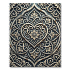 Elegant Cream Scrollwork Heart Medallion Rug