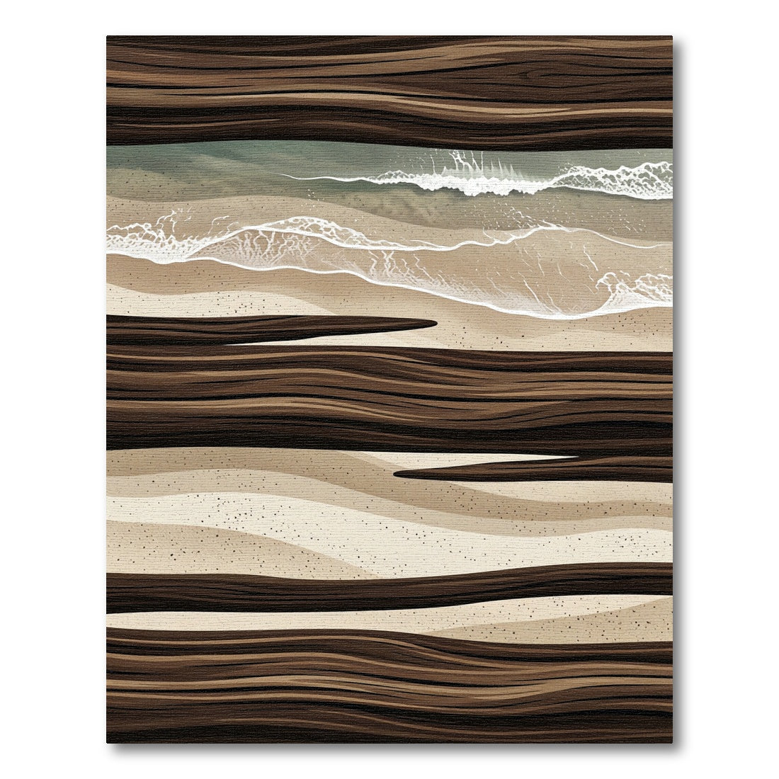 Earthy Tones Abstract Wood Beach Waves Rug