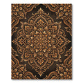 Golden Ornate Floral Baroque Medallion Rug