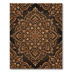 Golden Ornate Floral Baroque Medallion Rug