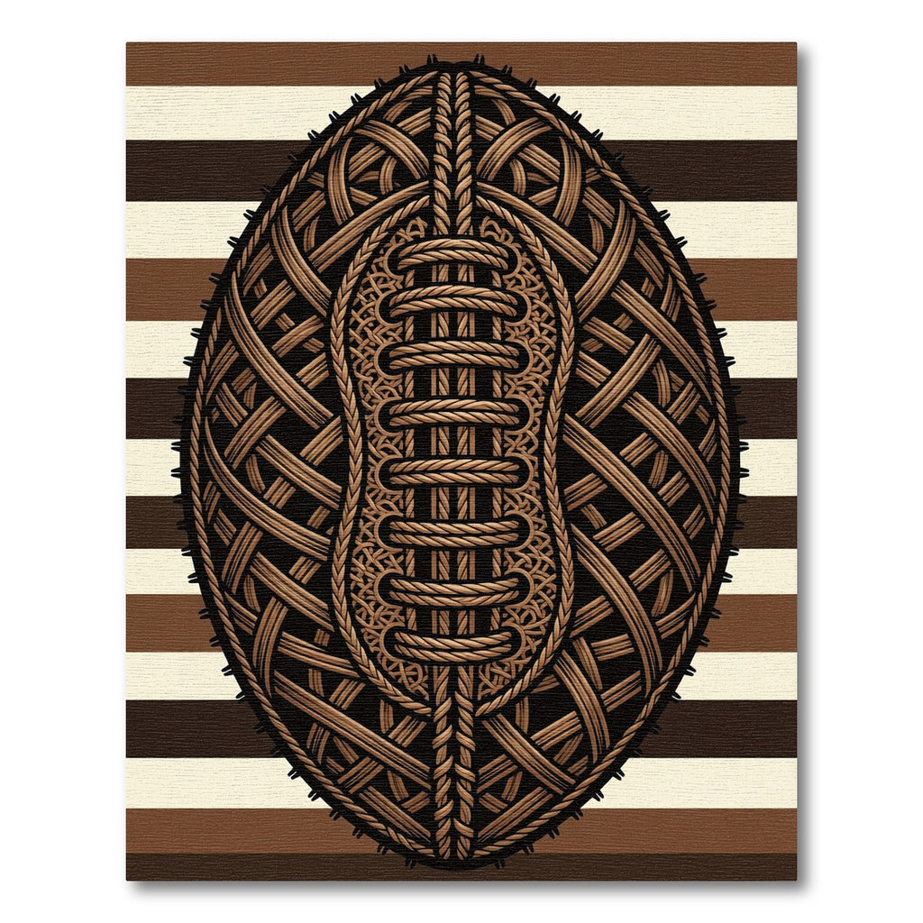 Woven Brown Rope Rugby Ball Texture Rug