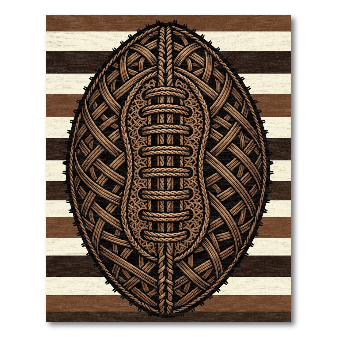 Woven Brown Rope Rugby Ball Texture Rug