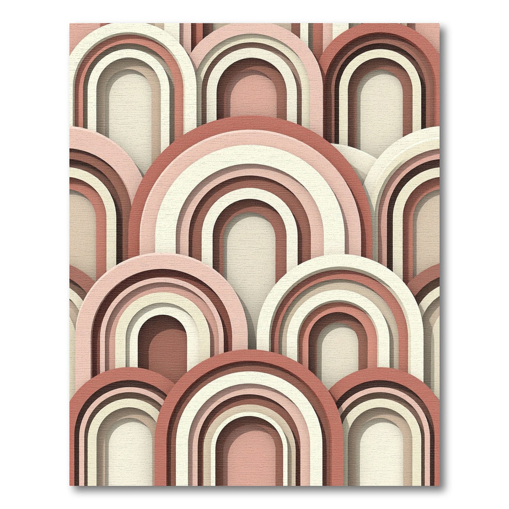 Terracotta Arch Boho Midcentury Layered Curves Rug