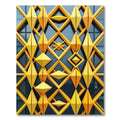 Golden 3D Geometric Diamond Lattice Rug