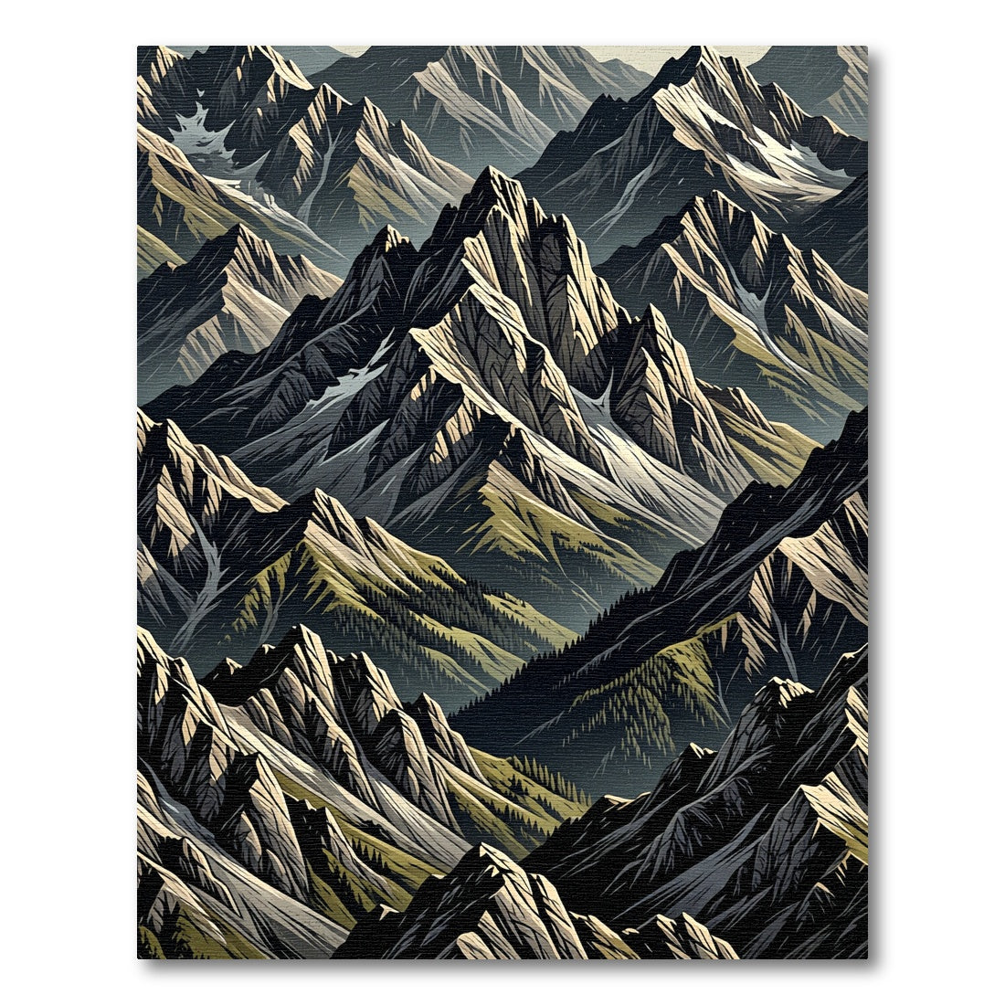 Jagged Peaks Forest Scape Rug