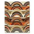 Retro Terracotta Brown Arched Wave Rug