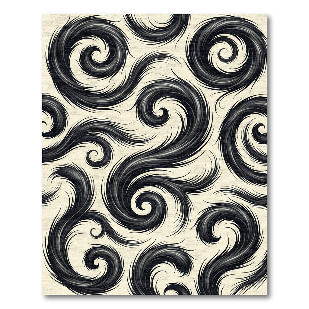 Monochrome Swirling Ink Flow Abstract Rug