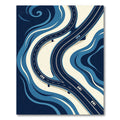 Modern Blue Abstract Highway Swirl Rug
