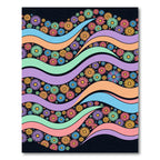 Retro Rainbow Wavy Daisy Floral Meadow Rug