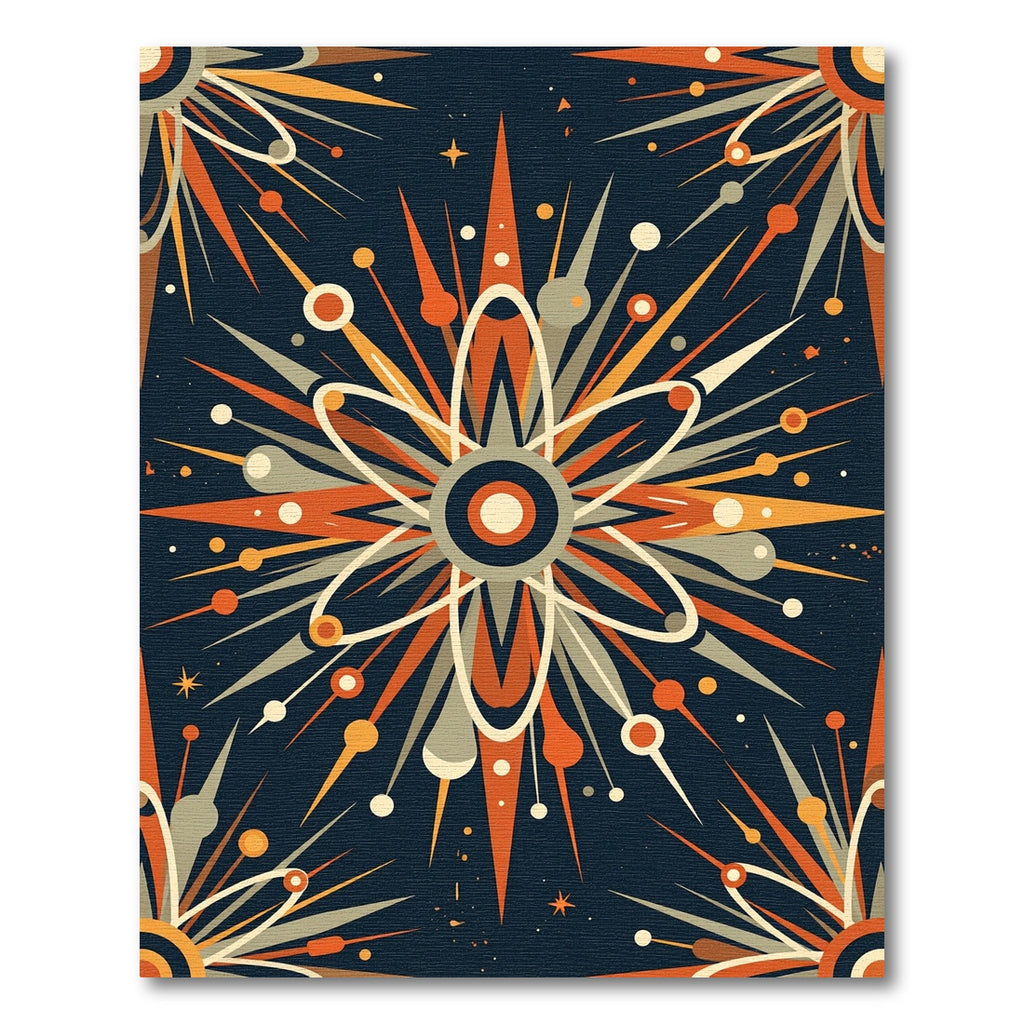 Retro Atomic Orange Starburst Rug