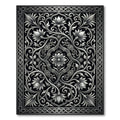 Detailed Black Silver Floral Scroll Rug