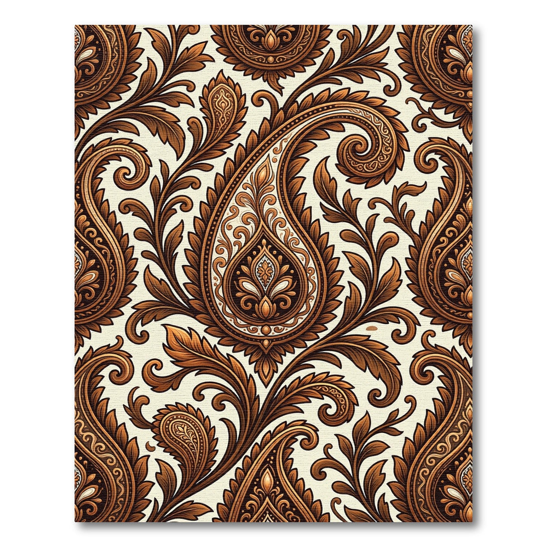 Rich Brown Paisley Floral Medallion Rug