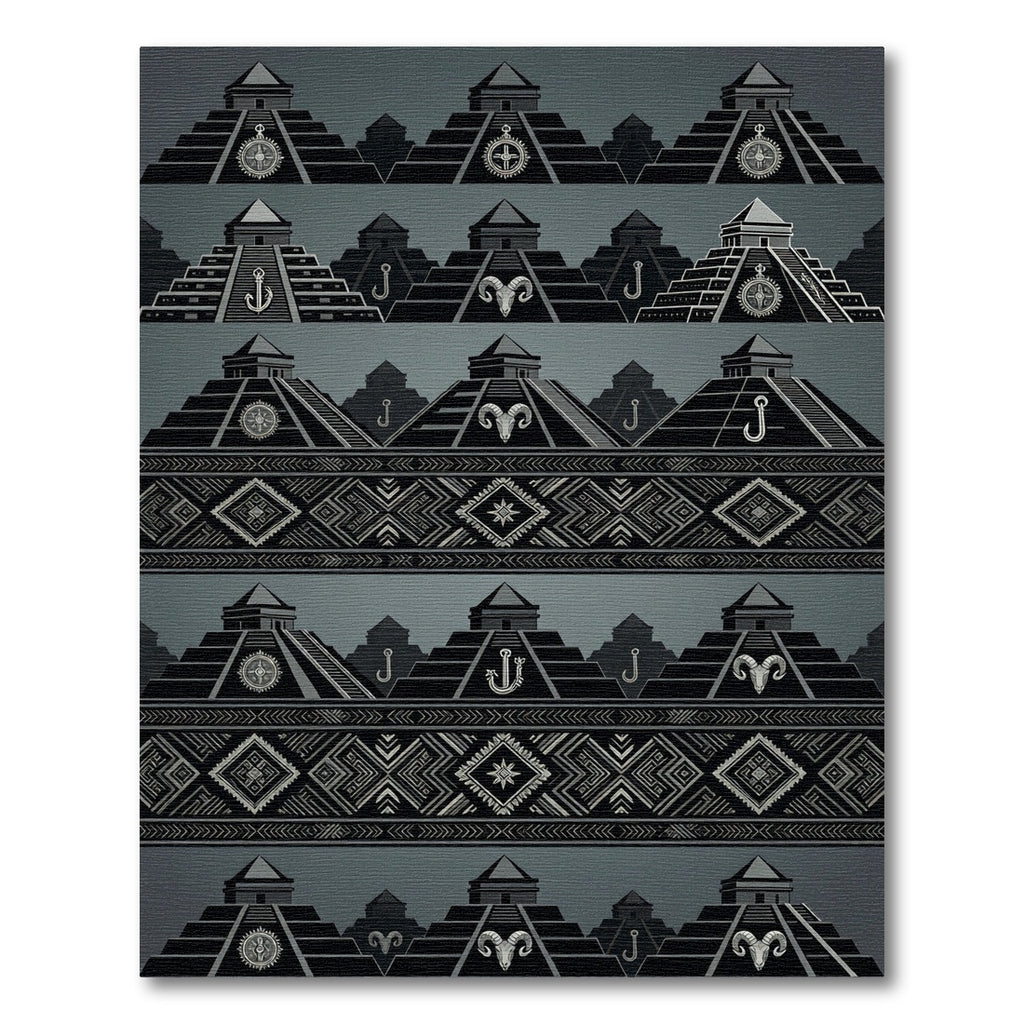 Monochromatic Stepped Pyramid Tribal Rug