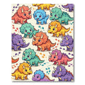 Colorful Playful Triceratops Dinosaur Illustration Rug