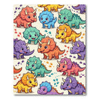 Colorful Playful Triceratops Dinosaur Illustration Rug