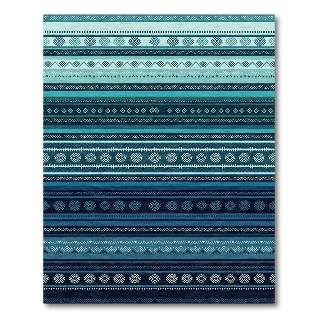 Oceanic Blue Tribal Chevron Stripes Rug