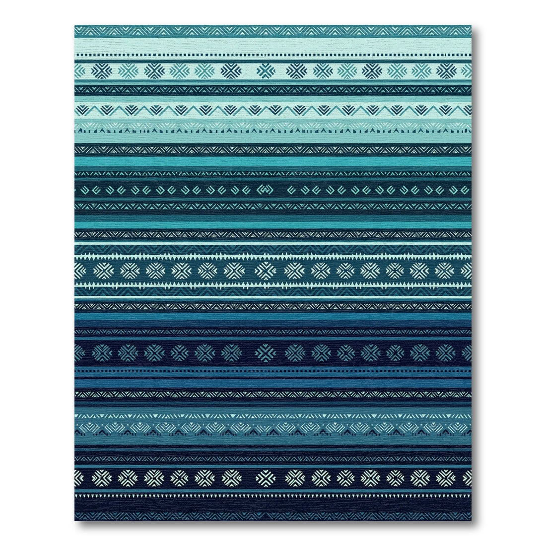 Oceanic Blue Tribal Chevron Stripes Rug