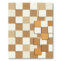 Modern Beige Square Grid Mosaic Rug