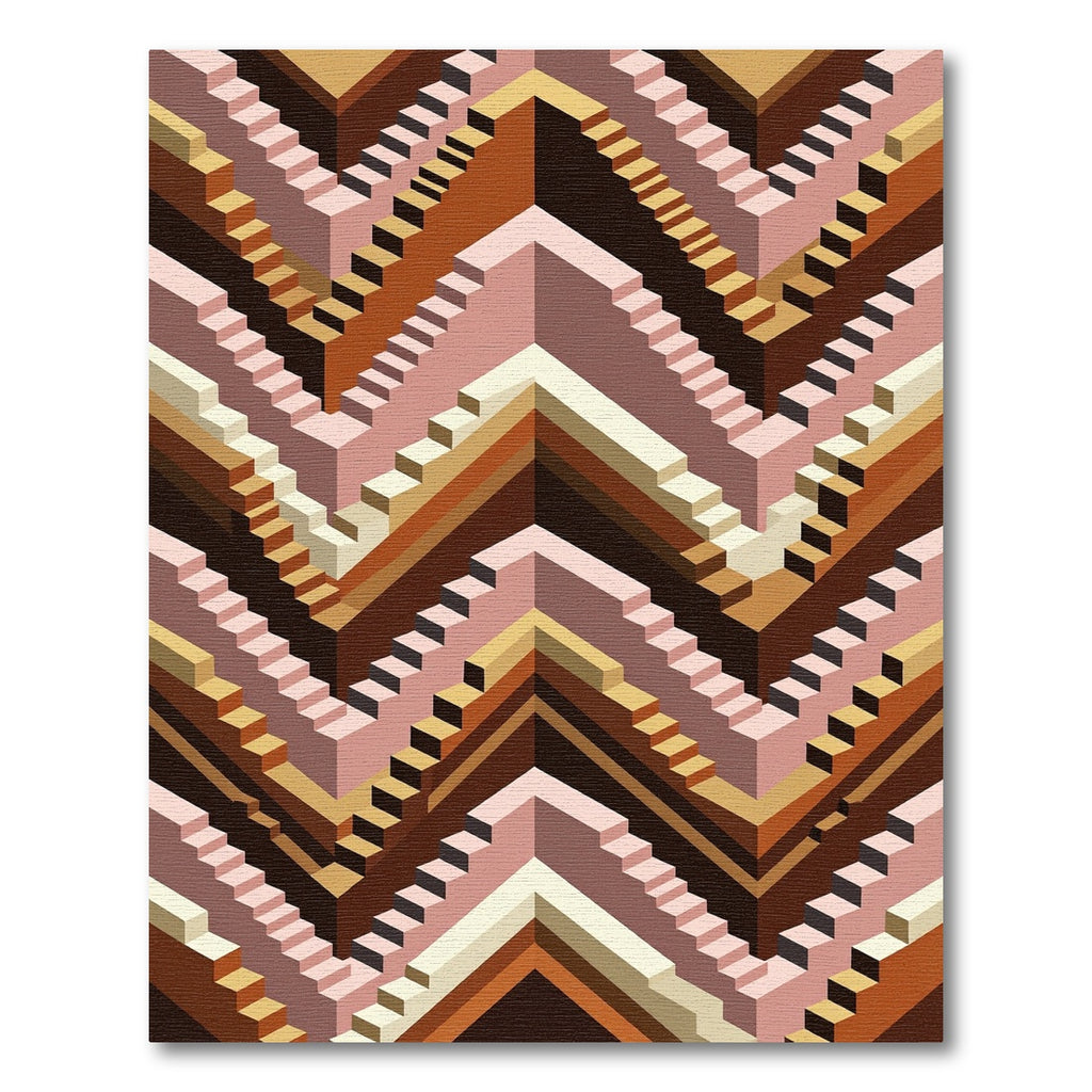 Geometric Zigzag Staircase Terracotta Rug