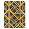 Golden Yellow Gray Interlocking Squares Rug