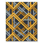 Golden Yellow Gray Interlocking Squares Rug