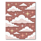 Dreamy Terracotta Celestial Clouds and Stars Rug