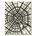 Monochrome Urban Radial Grid Map Rug