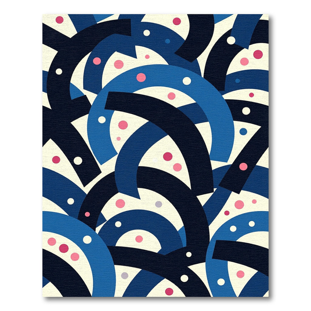 Abstract Blue Arc Coral Dots Rug