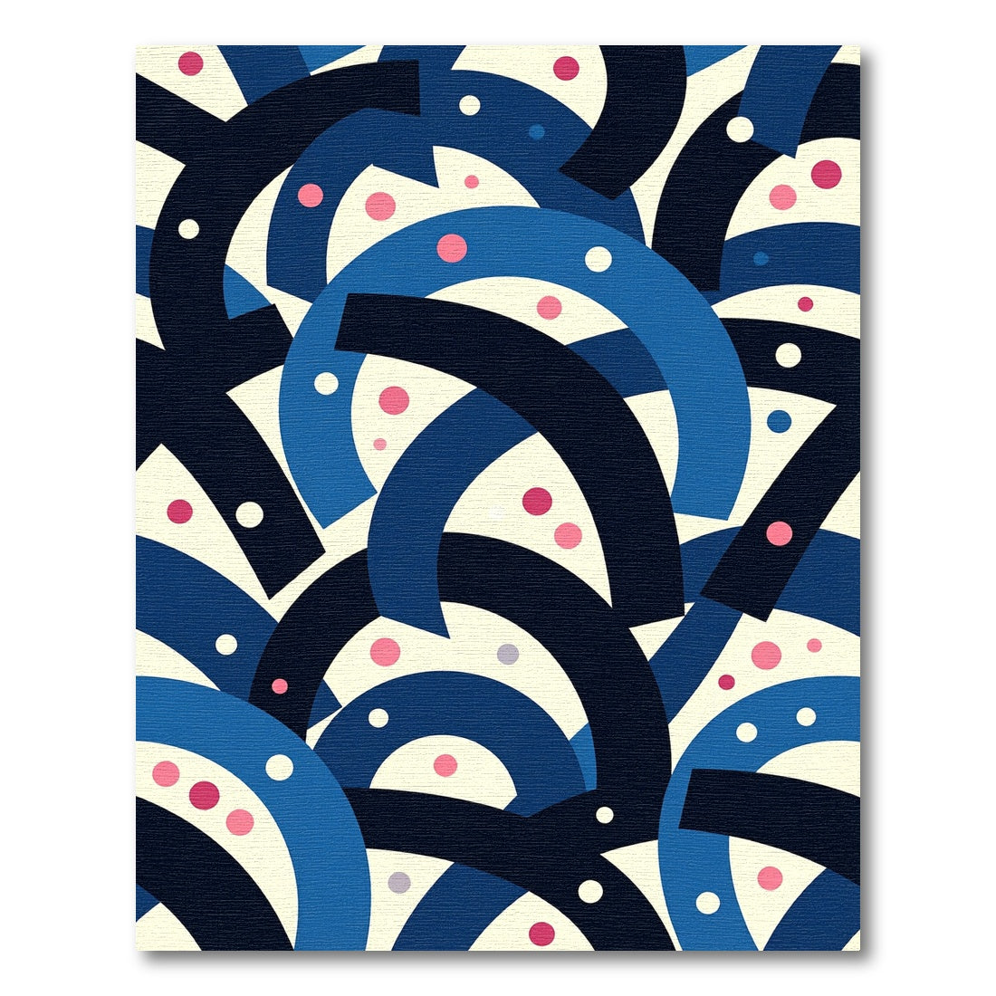 Abstract Blue Arc Coral Dots Rug