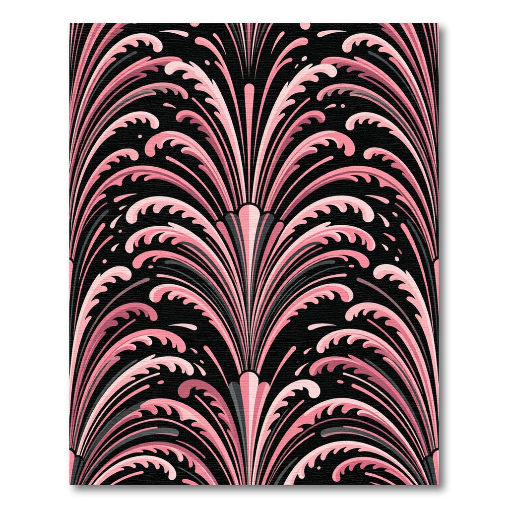 Art Deco Pink Leaf Fountain Art Rug