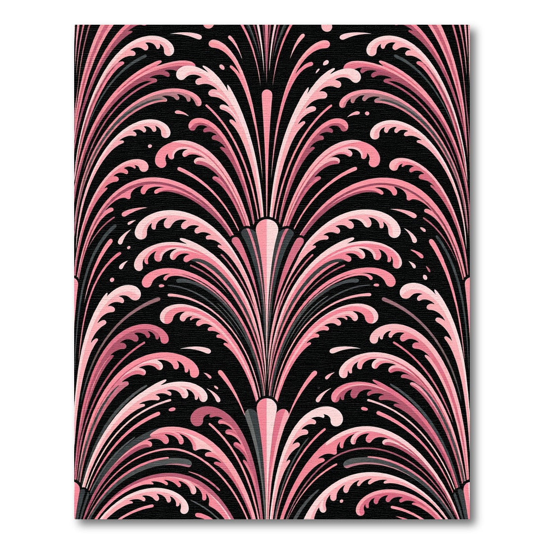 Art Deco Pink Leaf Fountain Art Rug