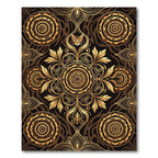 Golden Leopard Cat Floral Medallion Rug