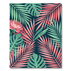 Pink Peony Tropical Leaf Jungle Rug