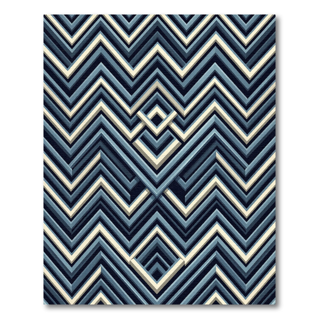 3D Chevron Diamond Medallion Geometric Rug