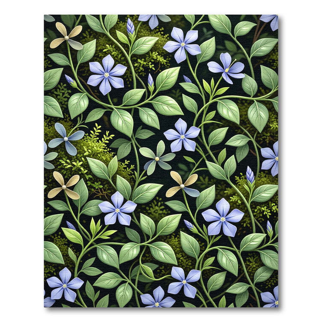 Periwinkle Blue Floral Botanical Garden Rug