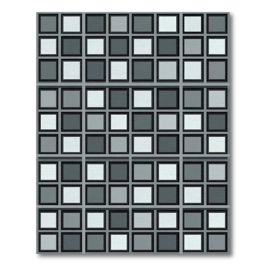 Modern Monochrome Grid Tile Square Rug
