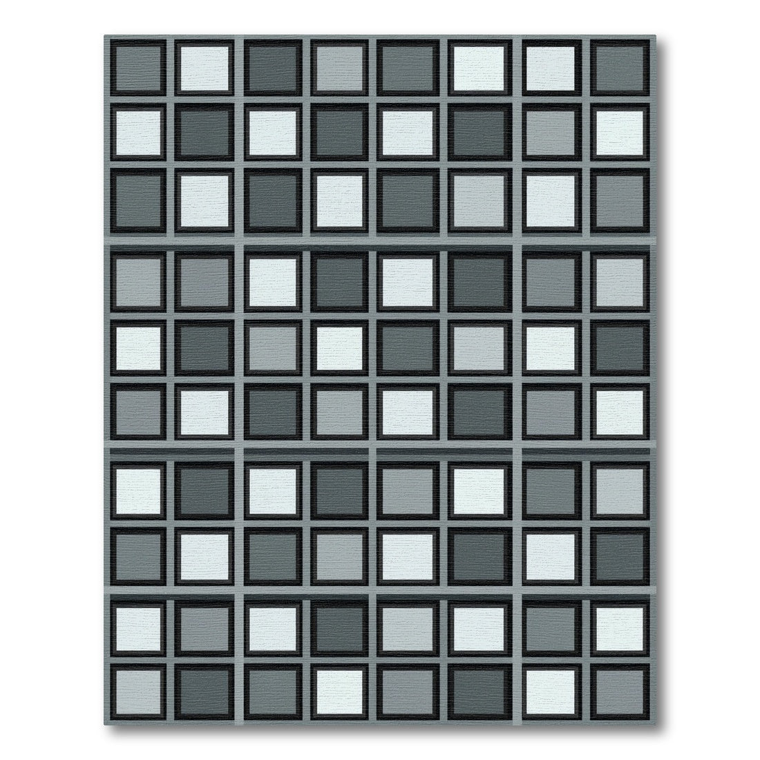 Modern Monochrome Grid Tile Square Rug
