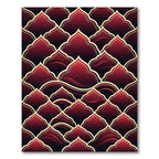 Rich Crimson Scalloped Arch Rug