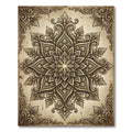 Ornate Sepia Filigree Damask Medallion Rug
