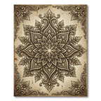 Ornate Sepia Filigree Damask Medallion Rug