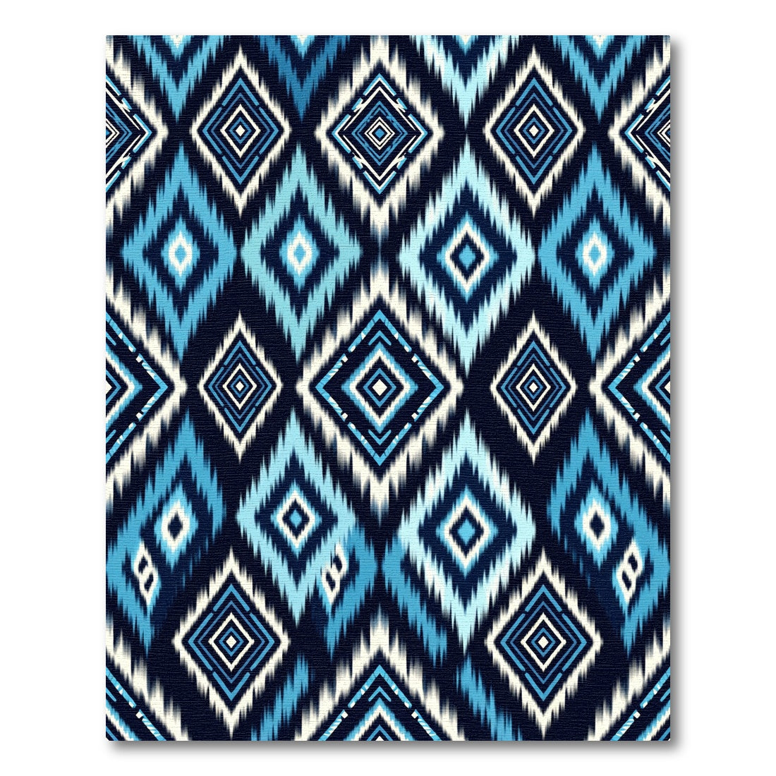 Geometric Blue Ikat Diamond Tile Rug