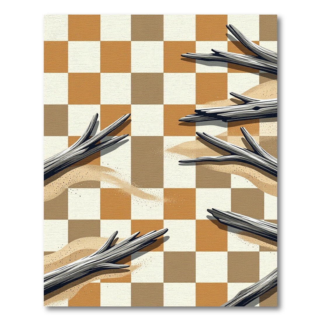 Driftwood Checkerboard Earthy Tones Rug