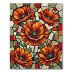 Orange Poppy Stained Glass Floral Rug