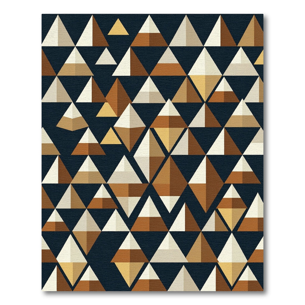 Mid Century Earth Tone Geometric Triangle Rug